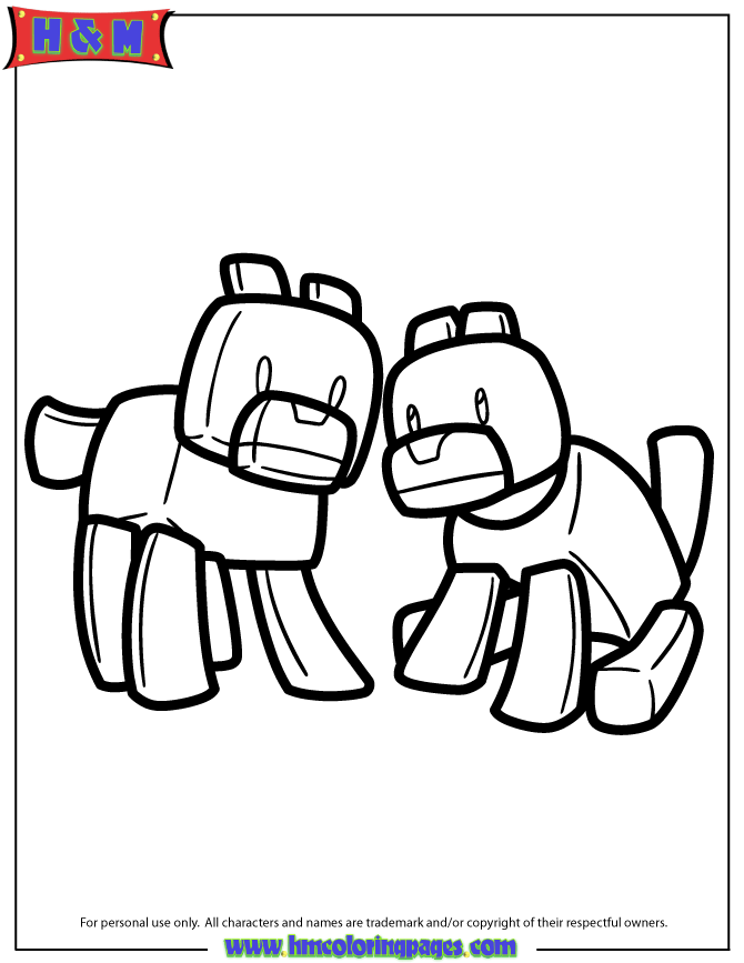Minecraft Dog Coloring Pages - Coloring Home