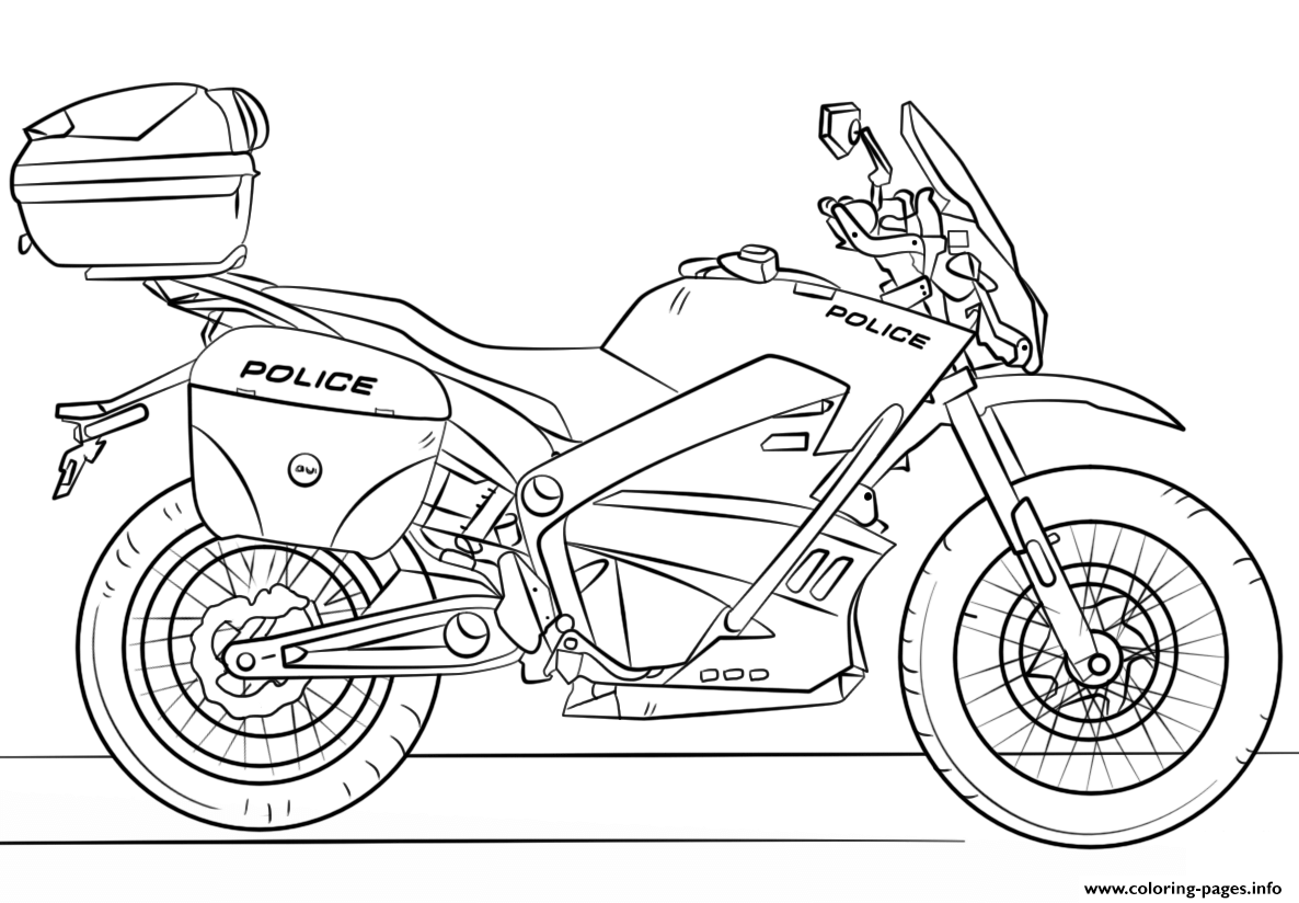 Police Moto Motorcycle Coloring Pages Printable