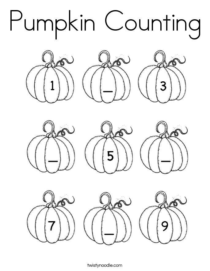 Pumpkin Counting Coloring Page - Twisty Noodle