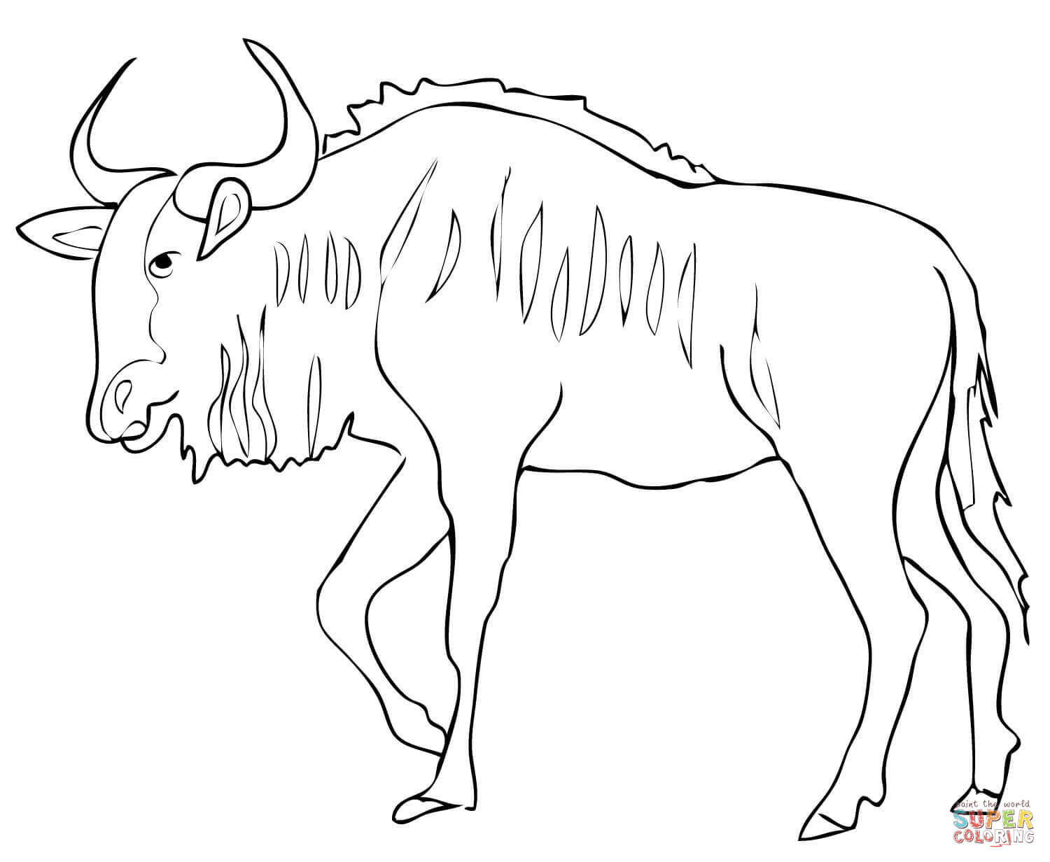 Gnu Antelope Blue Wildebeest coloring page | Free Printable Coloring Pages