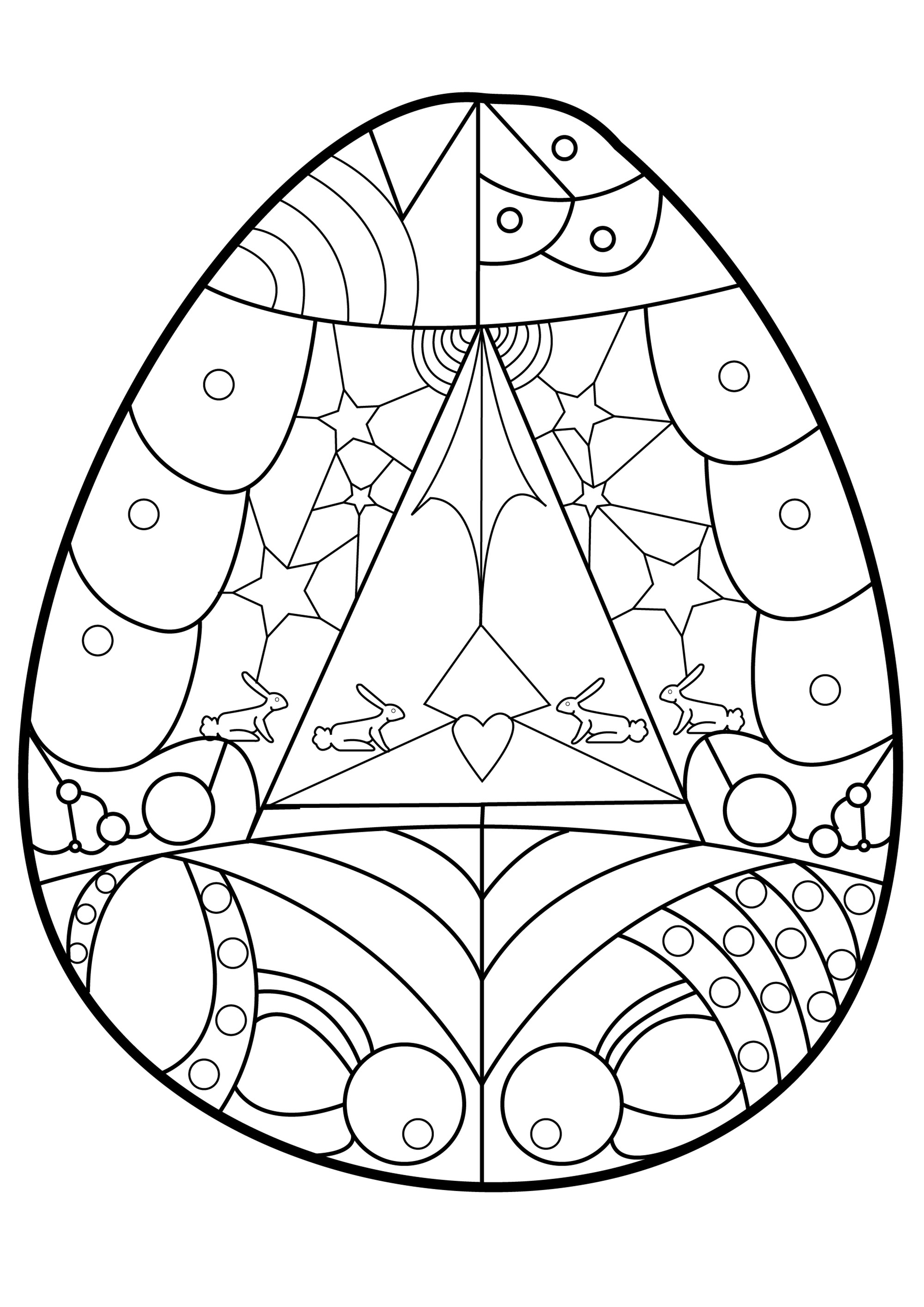 Easter egg with geometric shapes - Easter Kids Coloring Pages