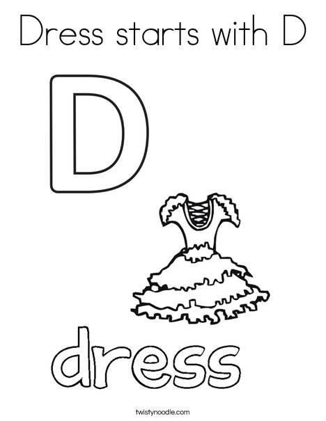 Dress starts with D Coloring Page - Twisty Noodle
