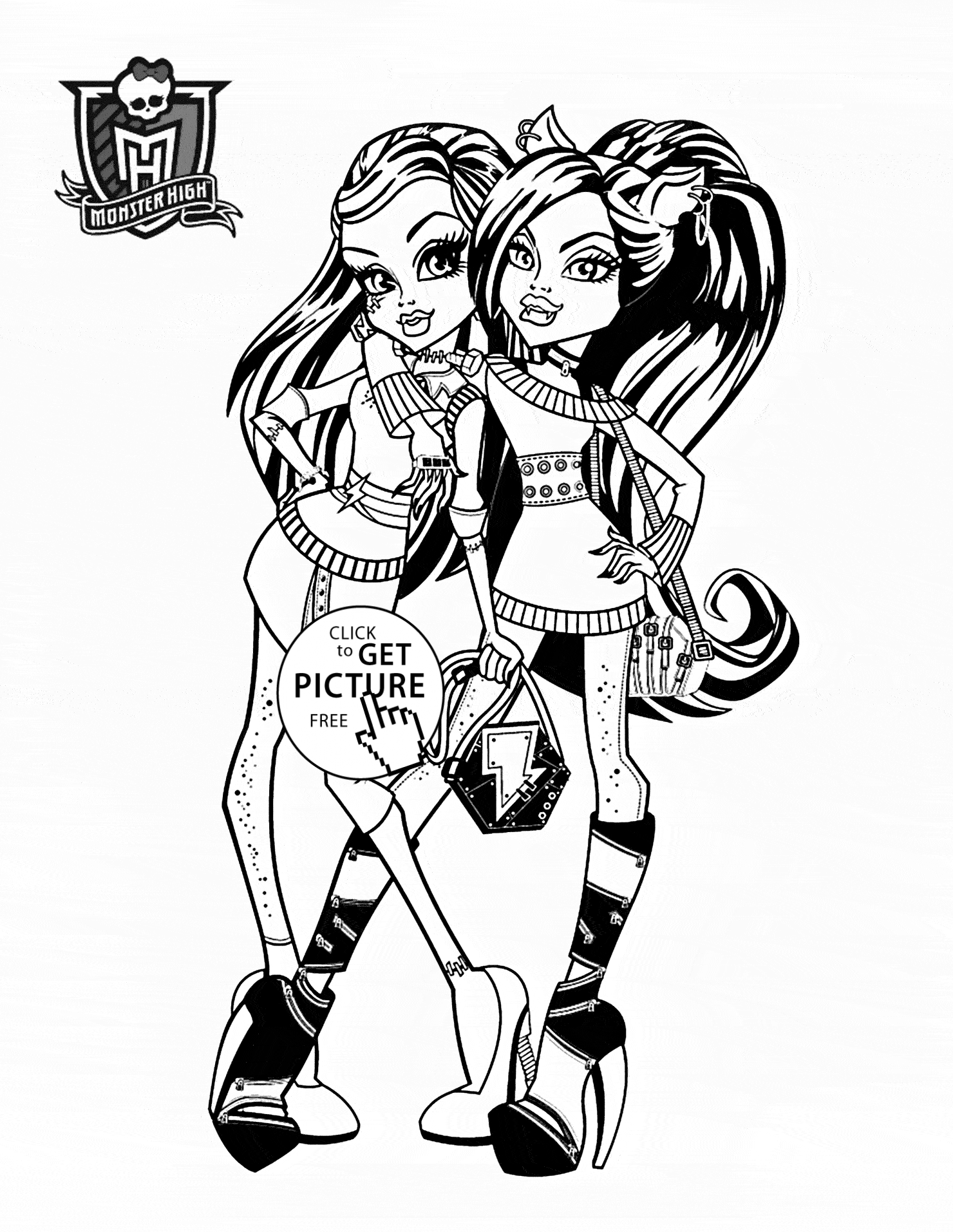 Frankie Stein and Clawdeen Wolf Monster High coloring page for ...