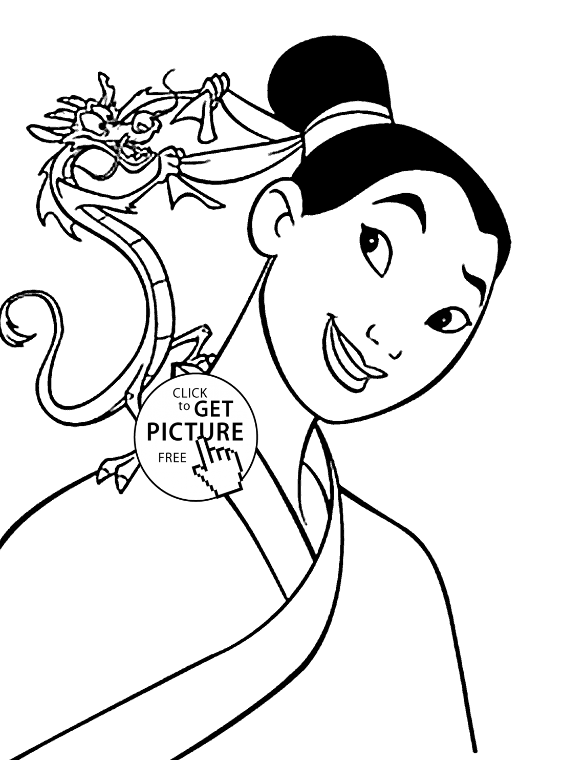 Mulan coloring pages for kids, printable free
