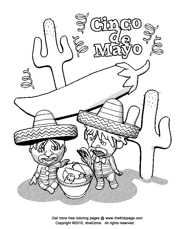 Cinco de Mayo Celebration Free Coloring Pages for Kids - Printable ...