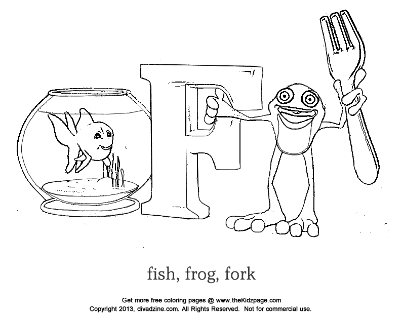 Letter F Coloring ABC's - Free Coloring Pages for Kids - Printable 