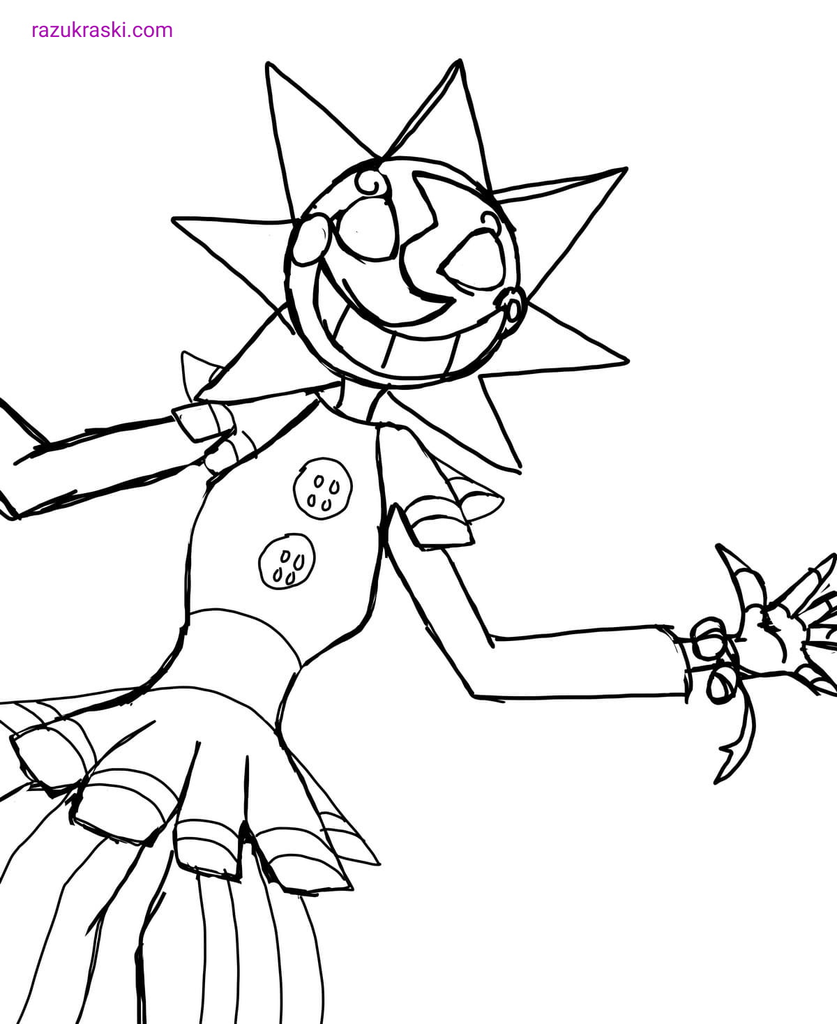 Coloring Pages FNAF The sun - drawing Print Free