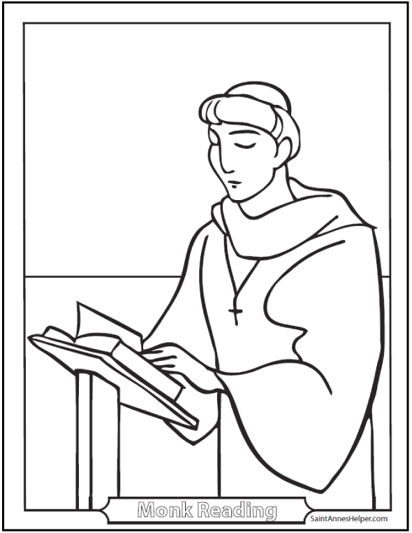 Monk Coloring Page ❤️+❤️ Benedictine, Carmelite, Dominican Monks