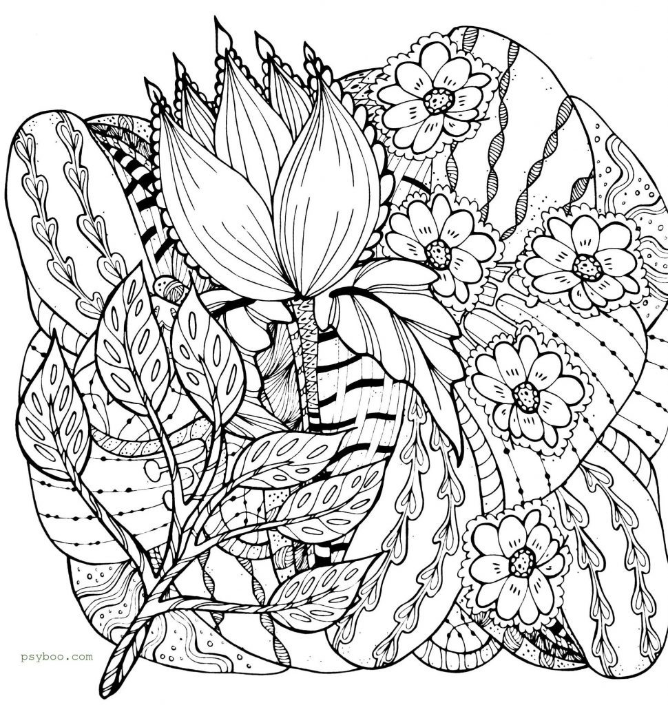 The tree branch & flowers doodling art ⋆ Free Print Zentangle Art