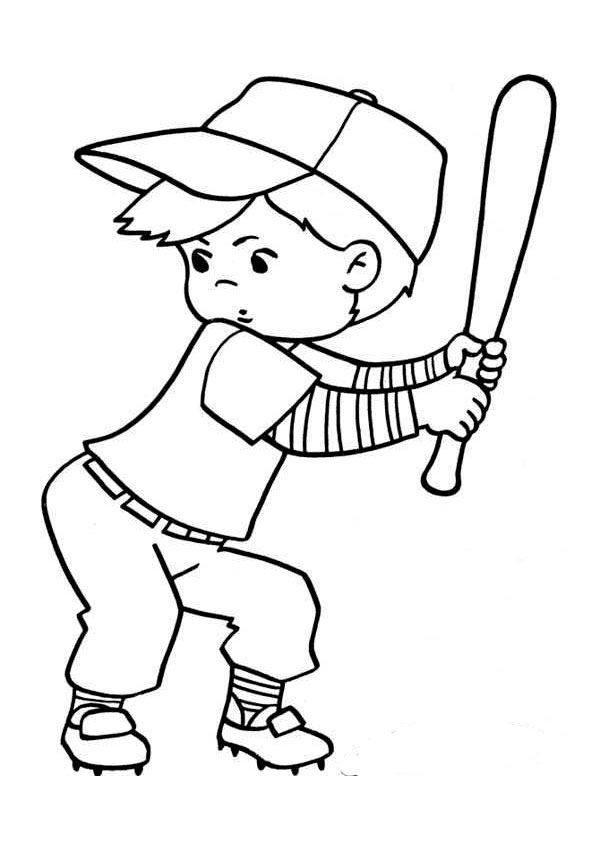 Coloring Pages | Child Baseball Player Coloring Page