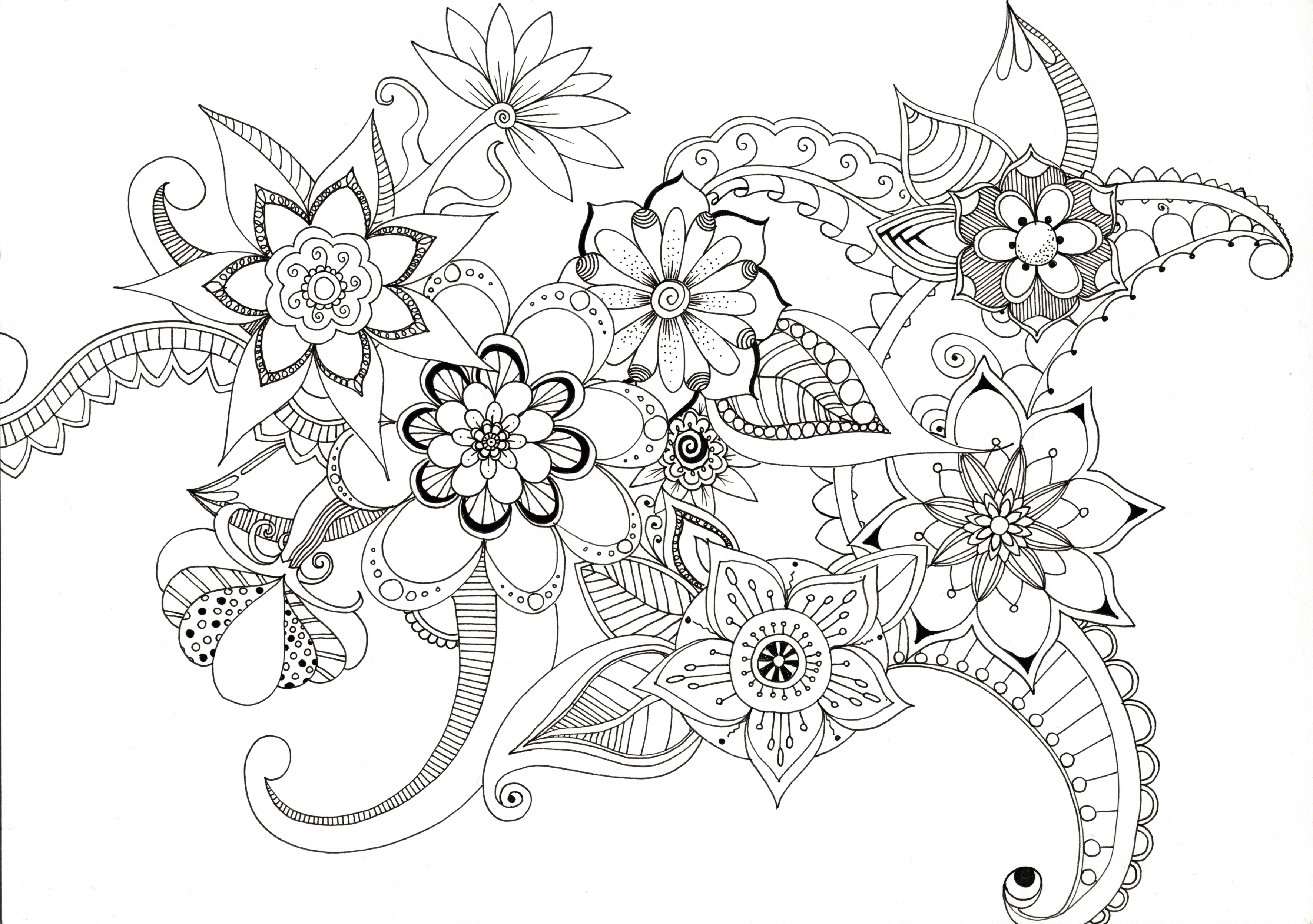 Flower Coloring Pages Swirls Sketch Coloring Page