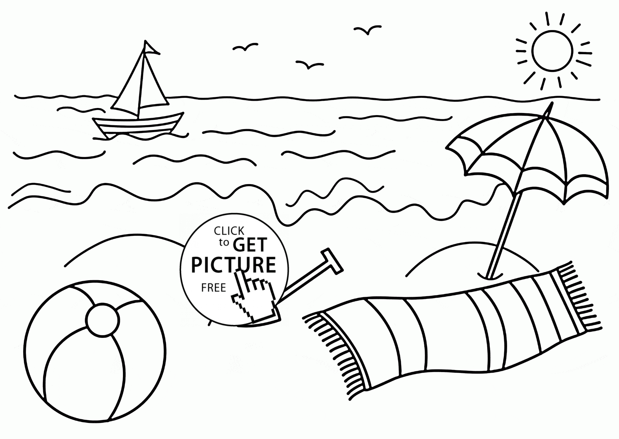 Download Small Boat And Beach Coloring Page For Kids, Seasons ...