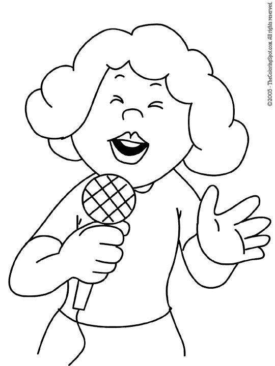 Female Singer Coloring Page | Audio Stories for Kids | Free ...