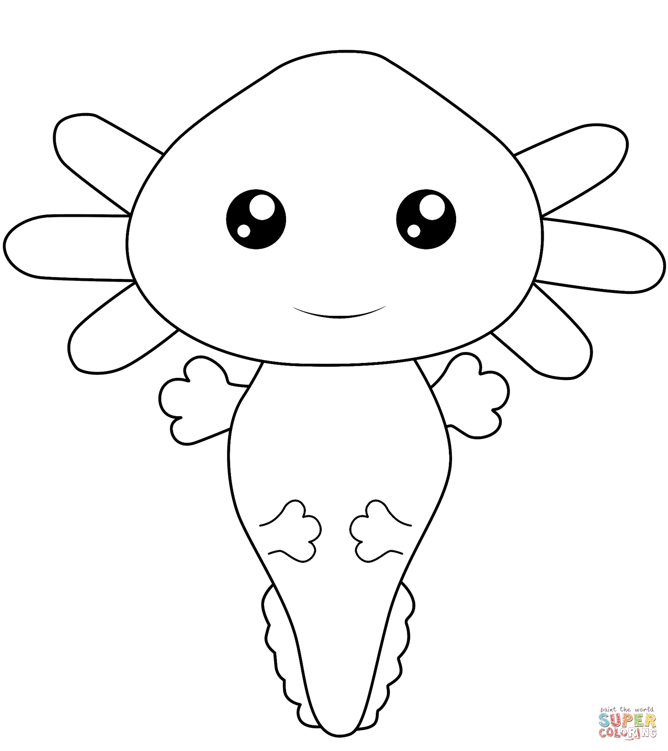 Kawaii Axolotl coloring page | Free Printable Coloring Pages