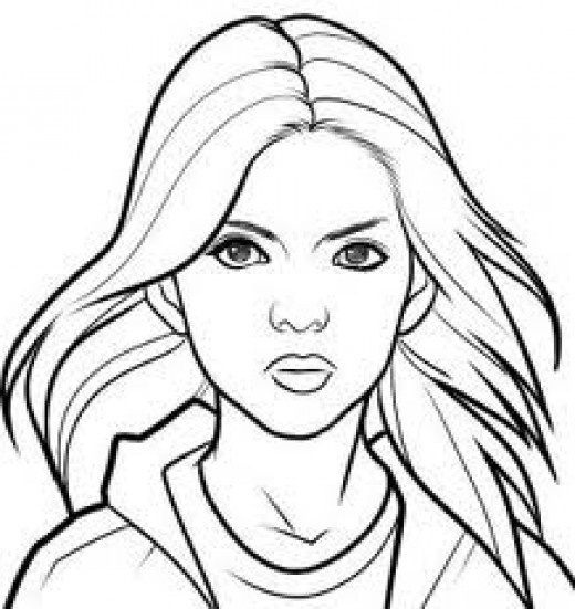 Realistic girl faces coloring pages
