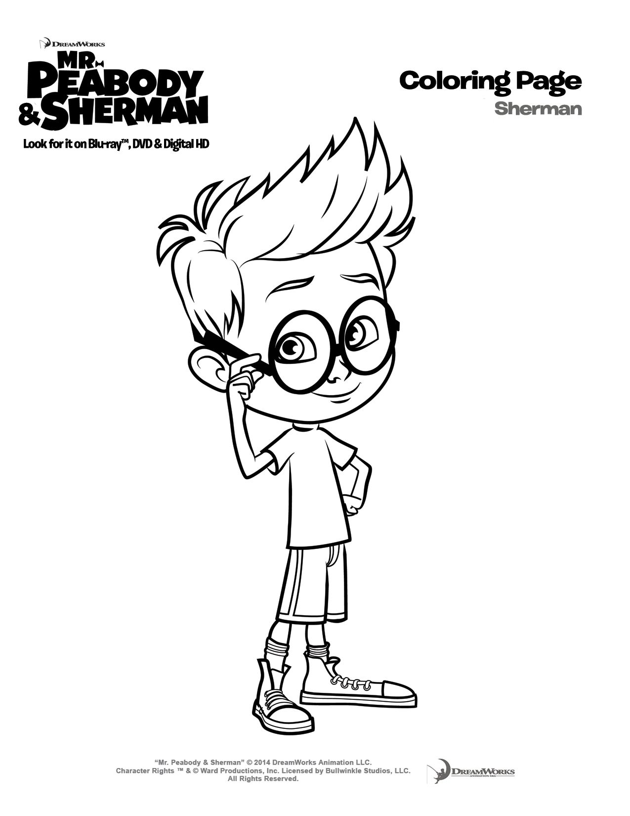 Free Coloring Pages Mr. Peabody & Sherman #PeabodyInsiders