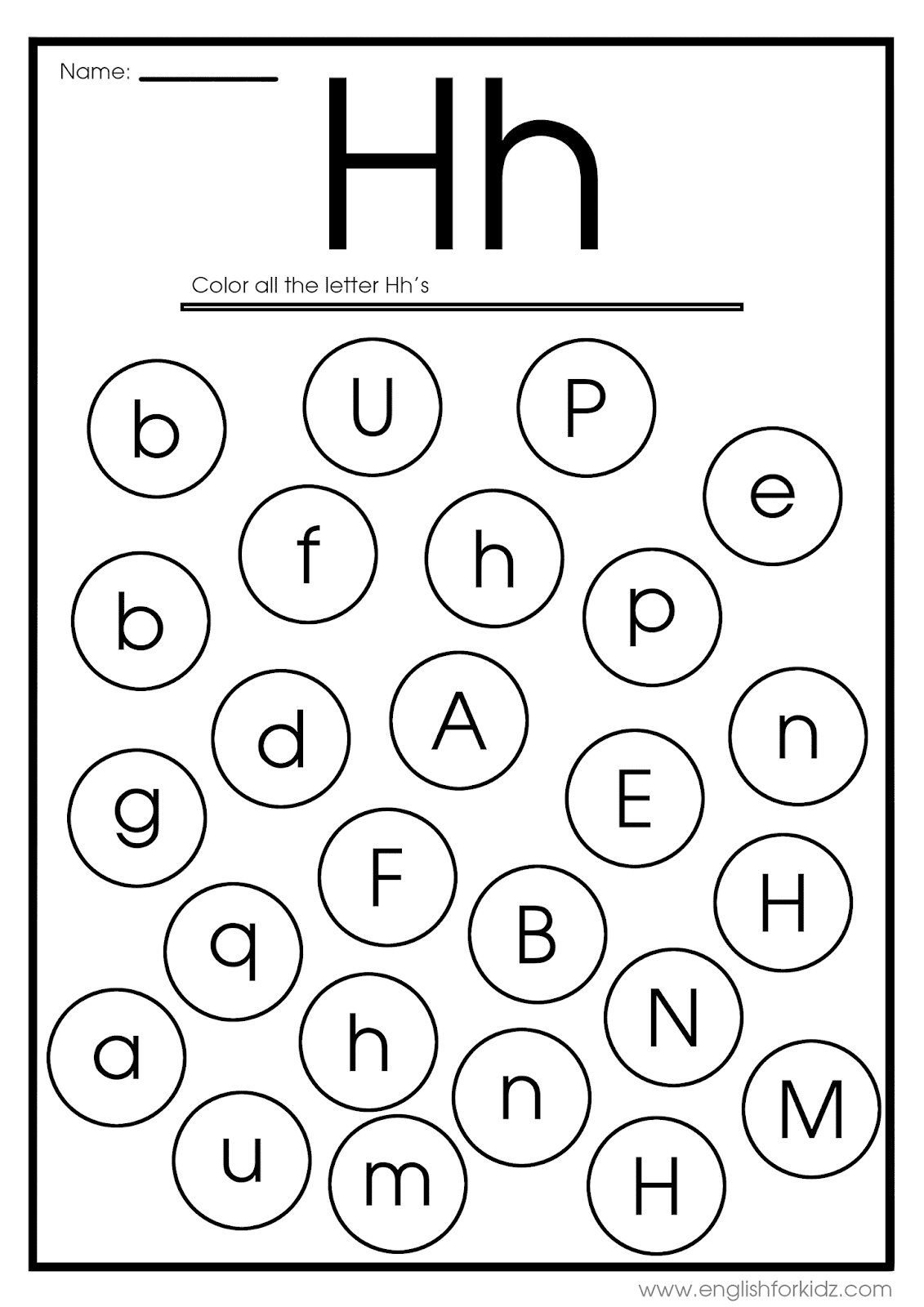 Letter H Worksheets, Flash Cards, Coloring Pages