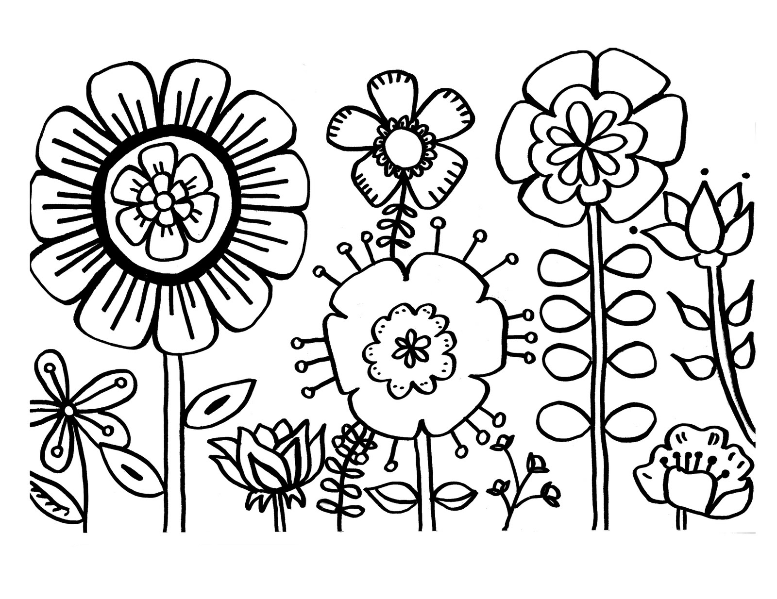 Coloring Pages : Coloring Flowers Free Printable Flower Fresh ...