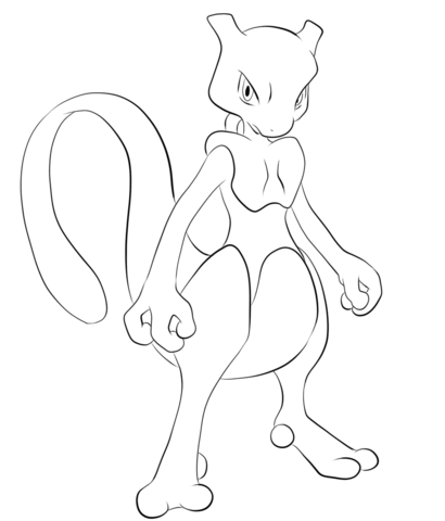Mewtwo coloring page | Free Printable Coloring Pages