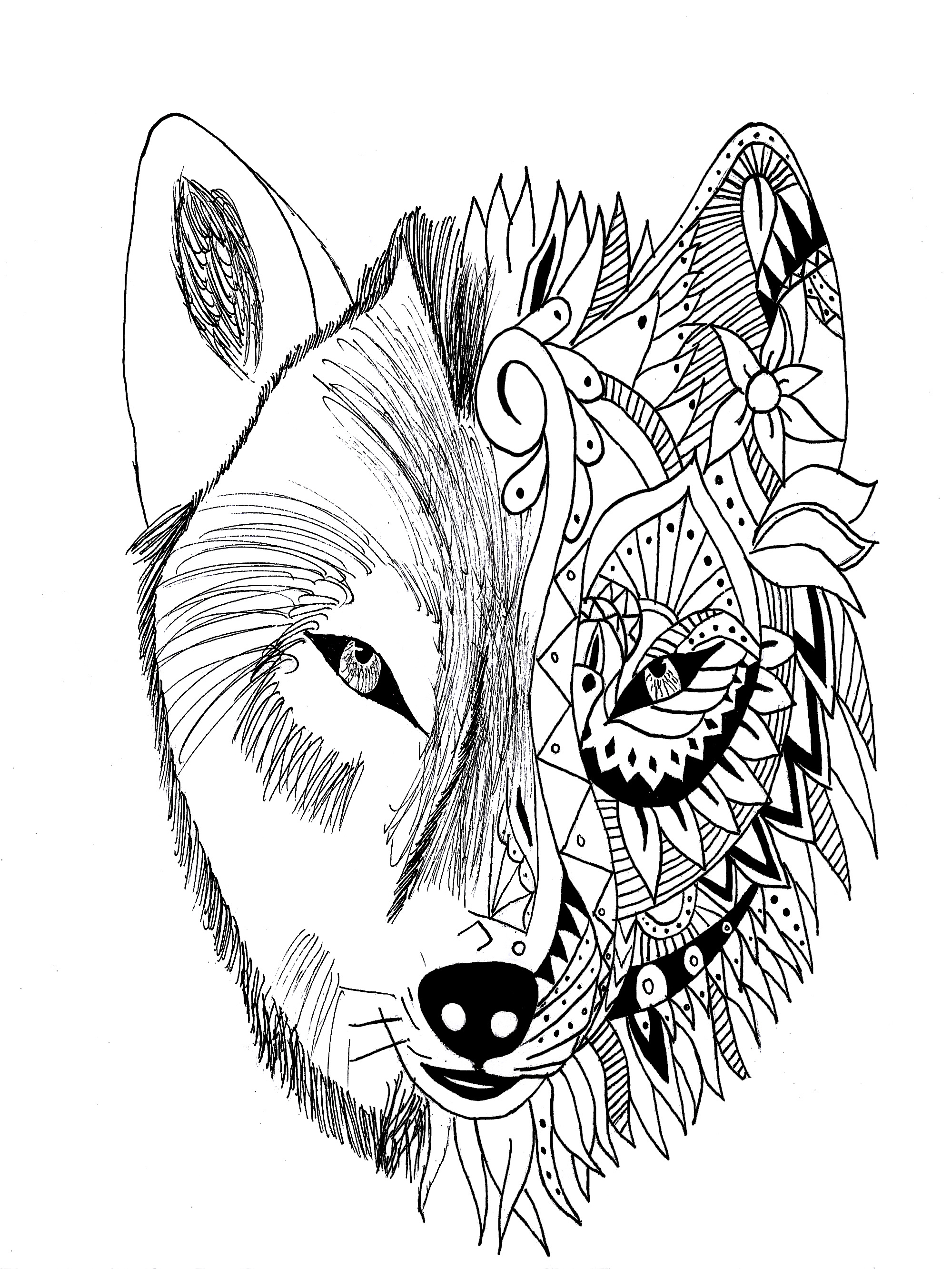 Tattoo wolf krissy - Tattoos Adult Coloring Pages