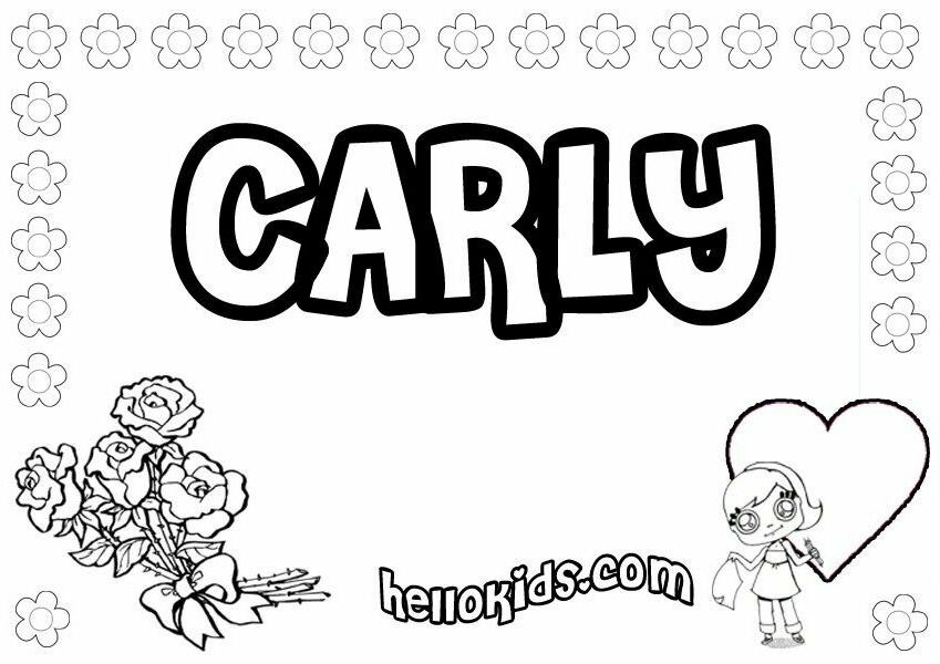 girls name coloring pages, Carly girly name to color