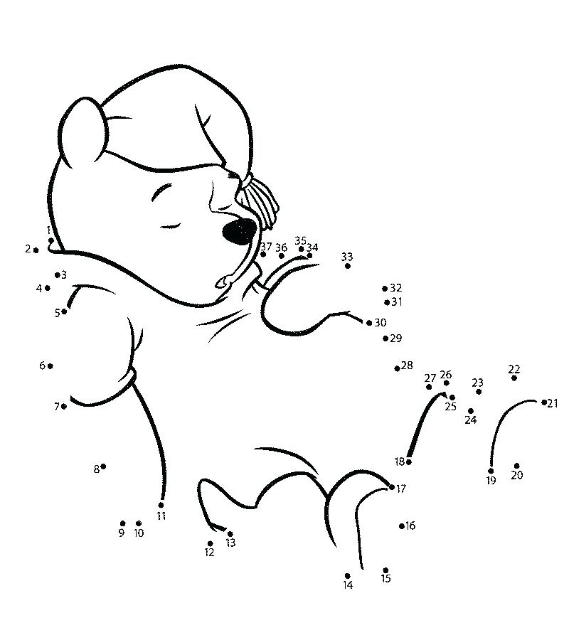 Pooh Dot To Dots Coloring Page - Free Printable Coloring Pages for Kids