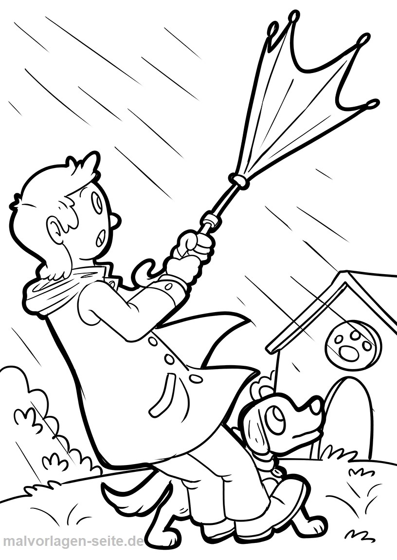Coloring page stormy wind Weather - Free Coloring Pages