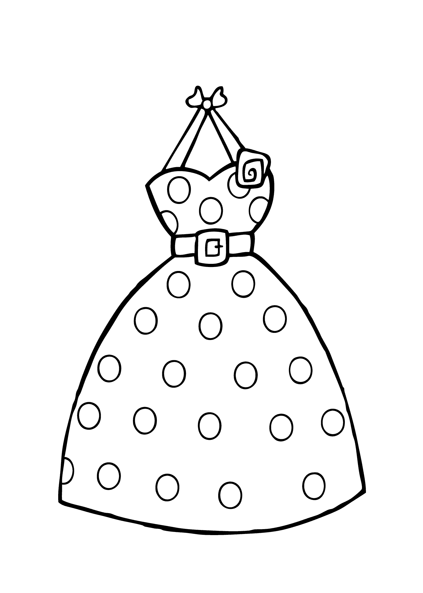 Dress Polka Dot Coloring Page For Girls, Printable Free Coloring