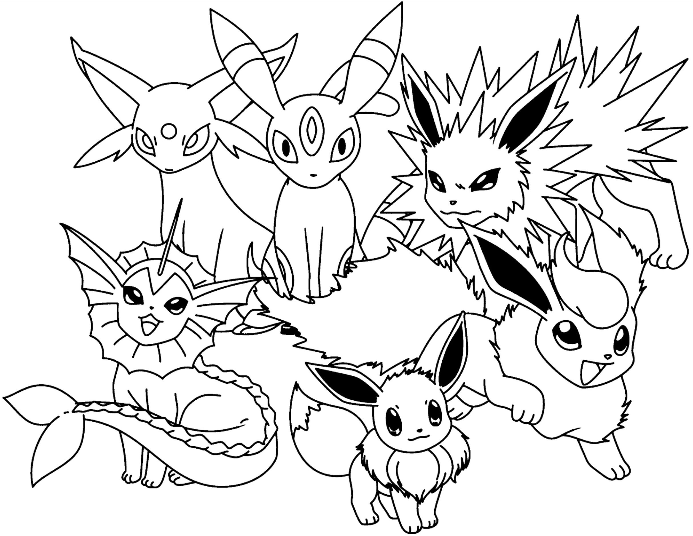 Pokemon Coloring Pages Eevee Evolutions Together In 2020 Pokemon