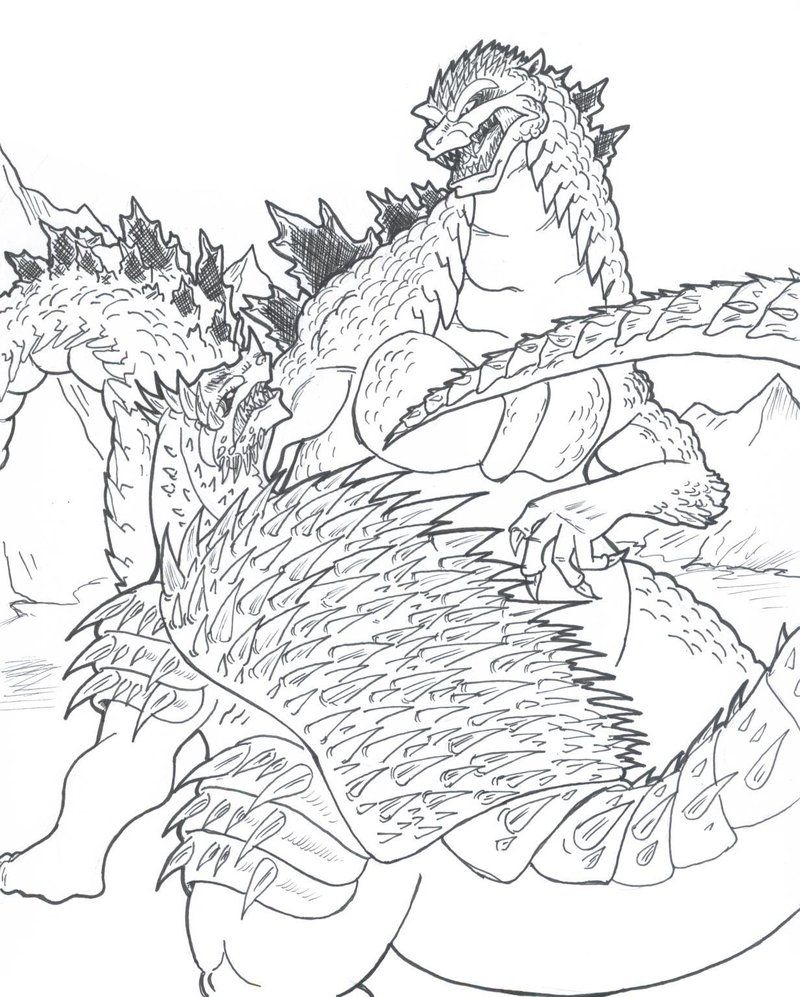 Godzilla vs Anguirus | Monster coloring pages, Godzilla, Coloring pages