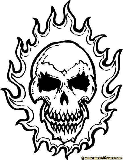 flaming skull coloring pages - Clip Art Library
