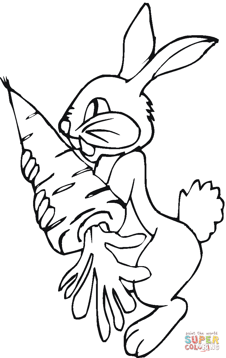 Rabbit Holds Carrot coloring page | Free Printable Coloring Pages