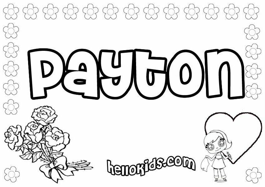 girls name coloring pages, Payton girly name to color