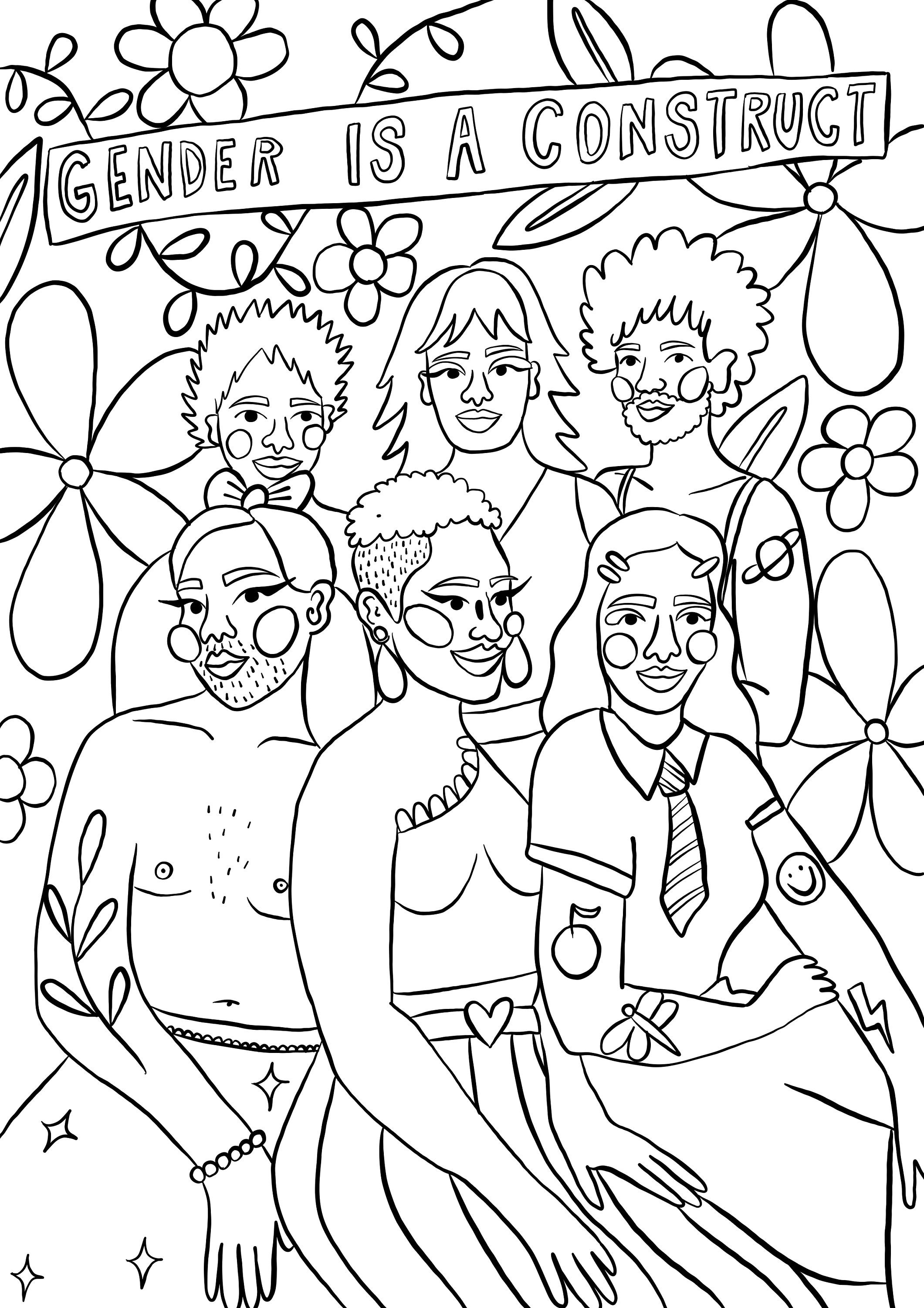 Gender is a Construct LGBT Colouring Sheet Digital Download - Etsy