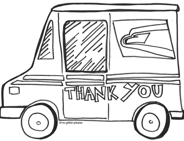 Thank You Mail Truck | Truck coloring pages, Mail truck, Coloring pages