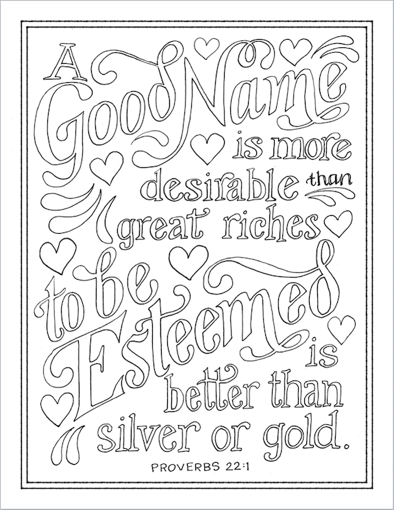 A Good Name Coloring Page - Flanders Family Homelife