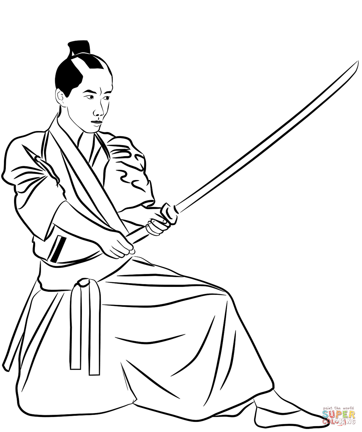 Samurai with Katana coloring page | Free Printable Coloring Pages