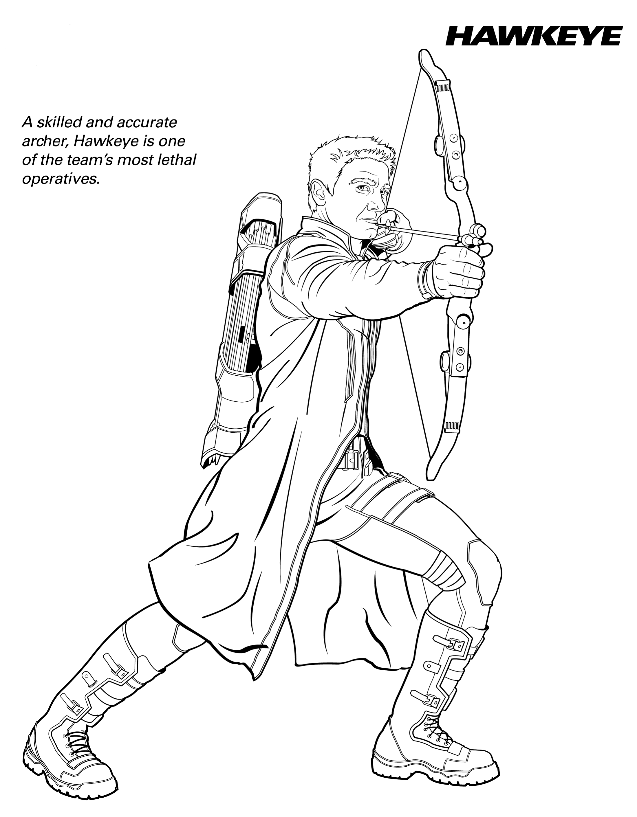 Hawkeye Coloring Pages Marvel | Activity Shelter