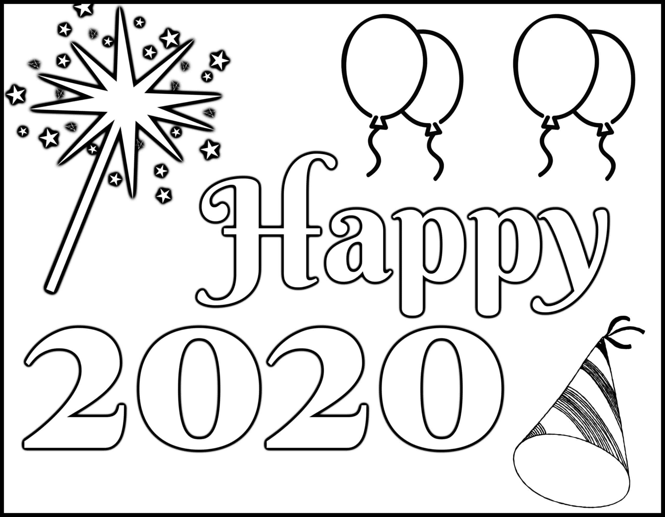 New Year's Coloring Page 2020 