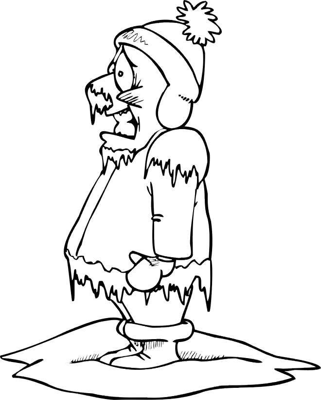 Winter Coloring Page | Cold Guy Covered In Icicles | Coloring ...