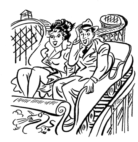 Couple On The Roller Coaster coloring page | Free Printable ...