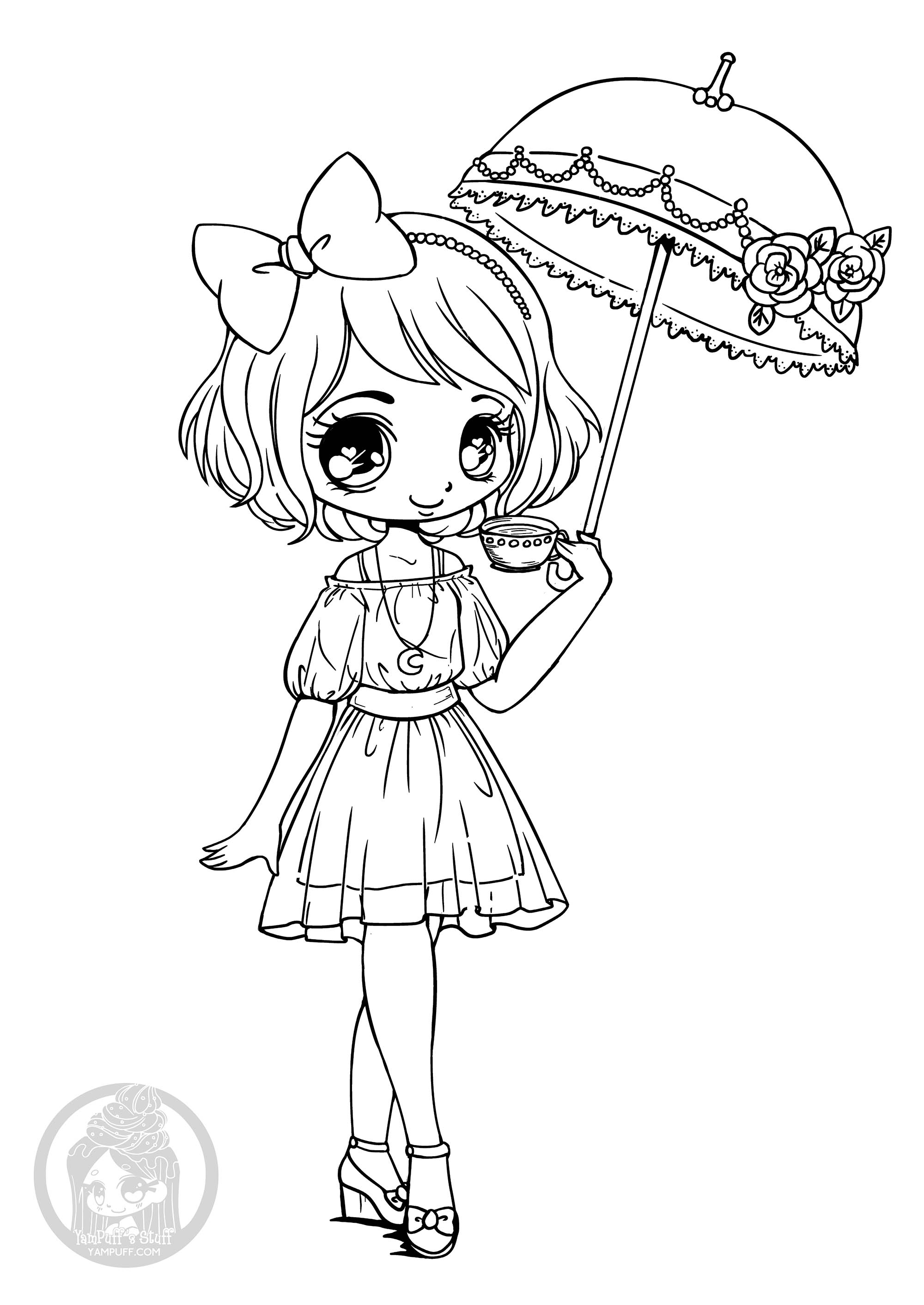 Kawaii Girl Coloring Pages Coloring Home