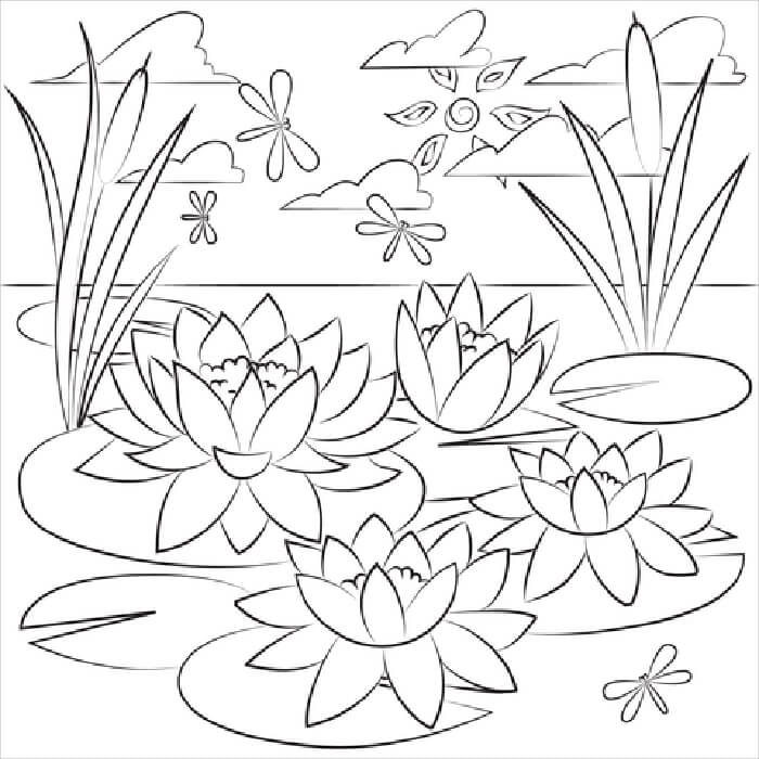 Dragonfly and Lily Pad Coloring Page - Free Printable Coloring Pages for  Kids