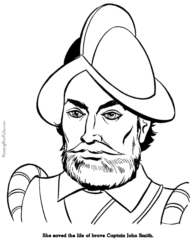 Captain John Smith coloring page and picture. Early ...