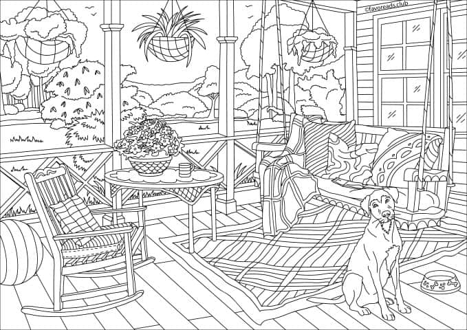Country Spring – Porch – Favoreads Coloring Club
