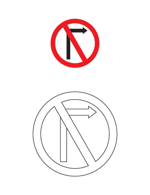 Road Sign Coloring Page