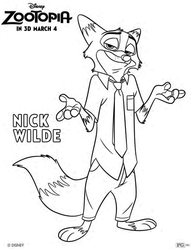 Nick Wilde - Zootopia Coloring Pages