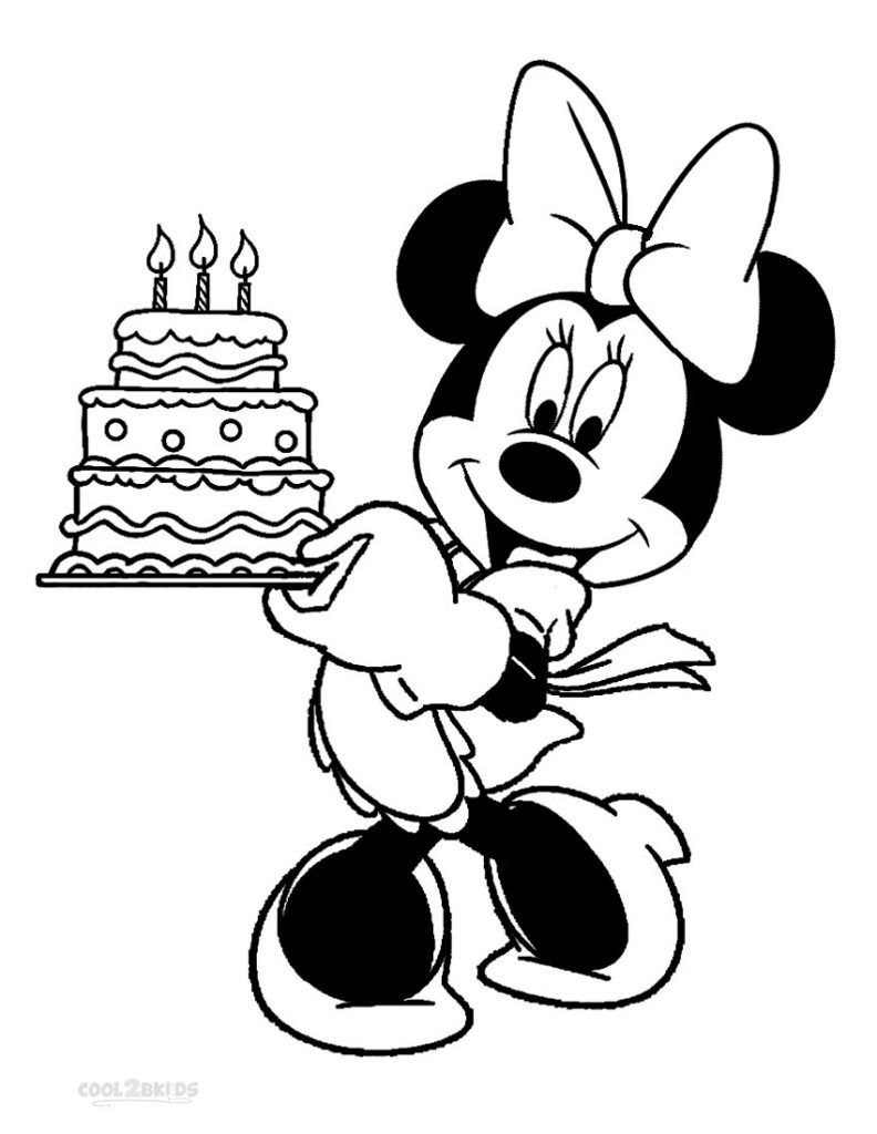 Mickey Mouse Birthday With Cake And Beautiful Shapes Coloring ...
