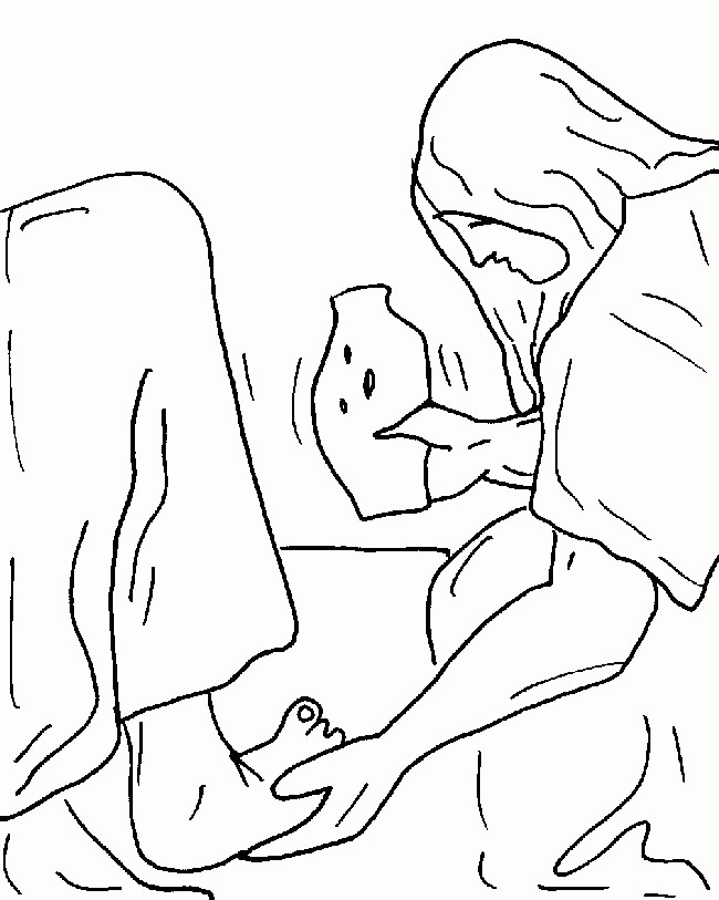 Woman Anointing Jesus With Ointment Coloring Page