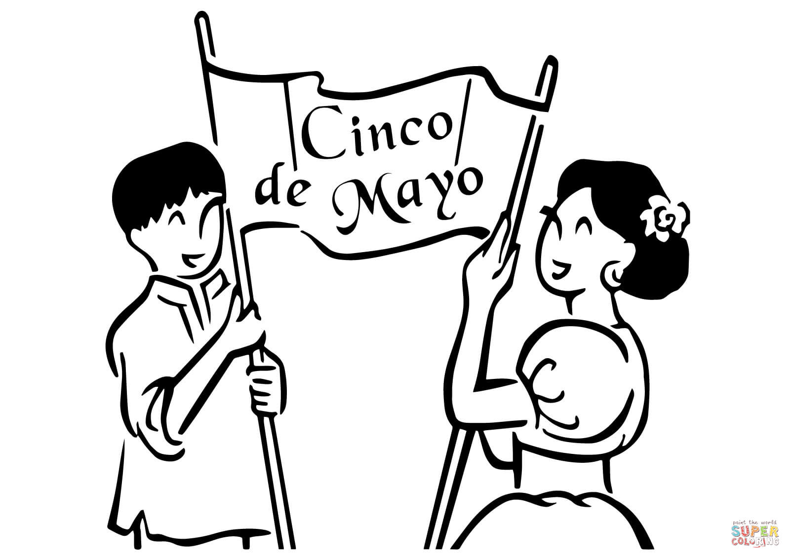 Cinco de Mayo Banner coloring page | Free Printable Coloring Pages
